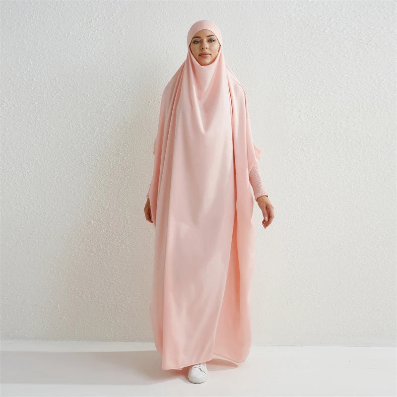 Abaya à Capuche — Coupe Ample, Manches Smockées
