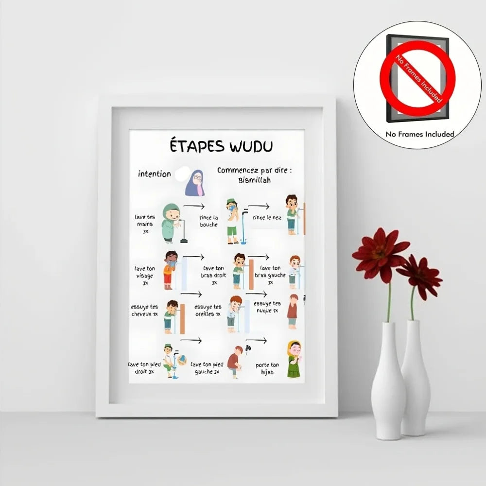 Guide Illustré de la Purification & Prière — Toile Bilingue FR/Arabe
